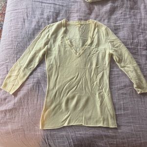 3/4 sleeve deep V 100% cashmere sweater